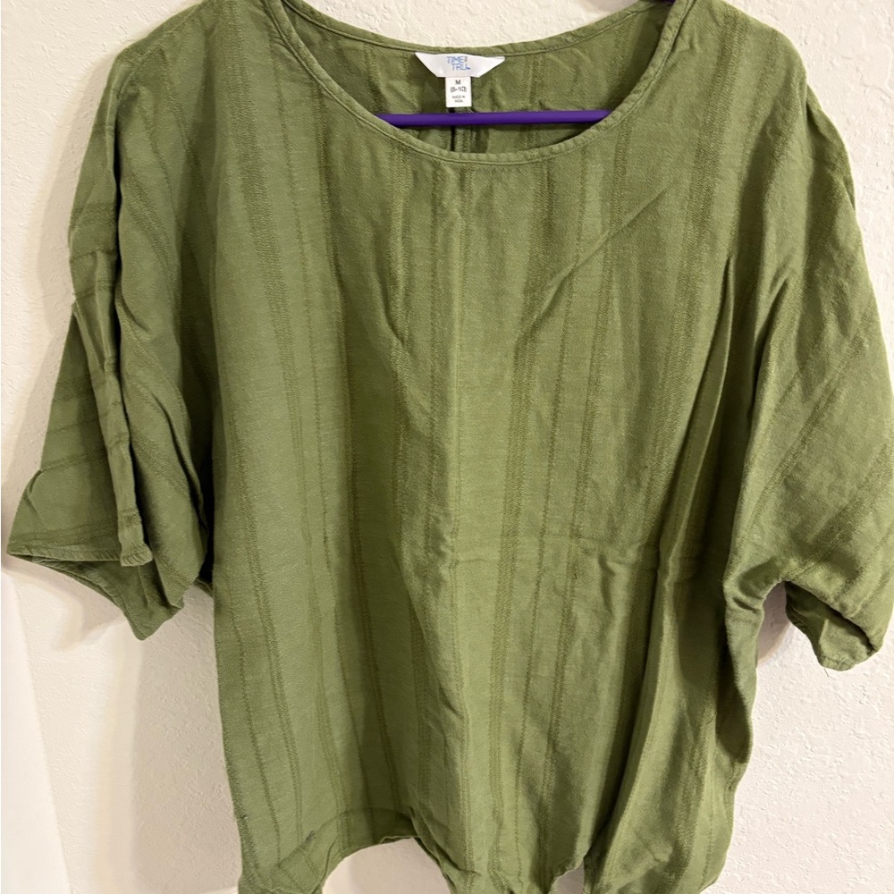 Time and Tru Olive Green Blouse, relaxed fit. NWOT.